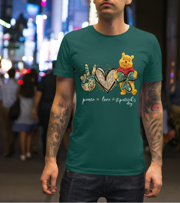 Peace Love St. Patrick's Day Pooh T-Shirt