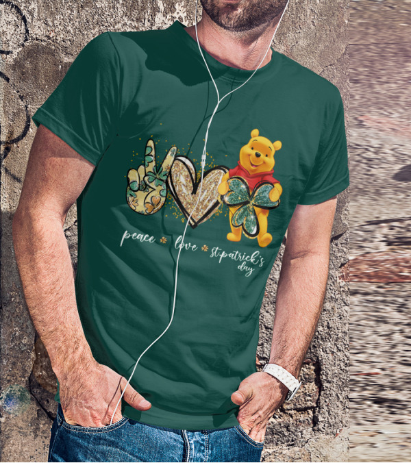Peace Love St. Patrick's Day Pooh T-Shirt