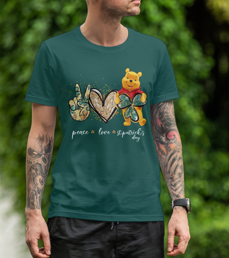 Peace Love St. Patrick's Day Pooh T-Shirt