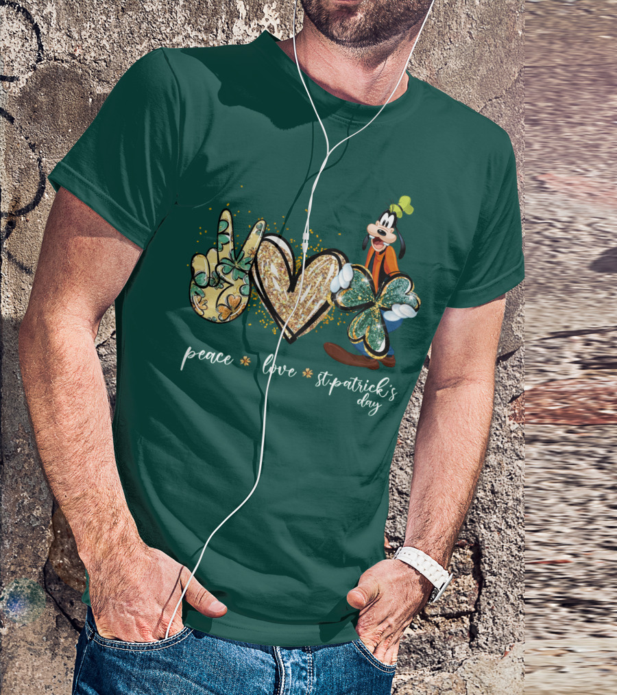 Goofy Peace Love St. Patrick's Day T-Shirt