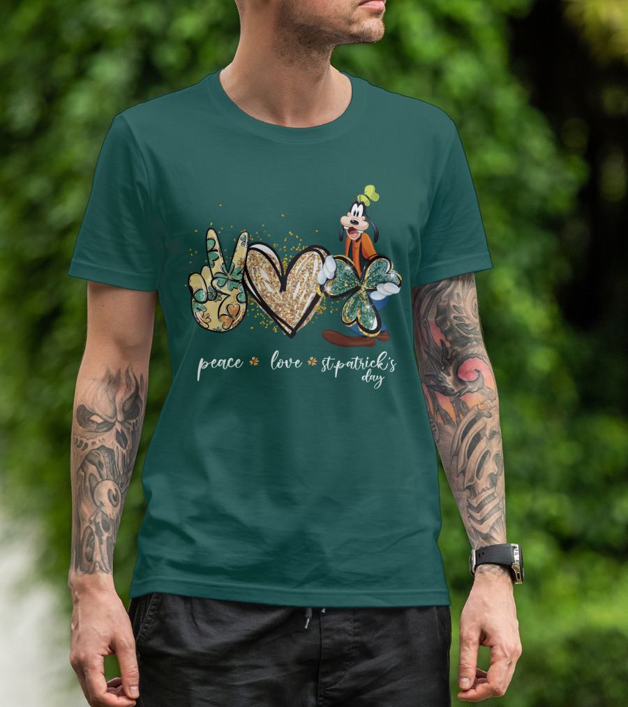 Goofy Peace Love St. Patrick's Day T-Shirt