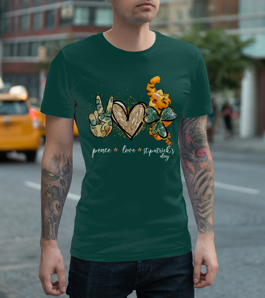 Tigger Peace Love St. Patrick's Day T-Shirt