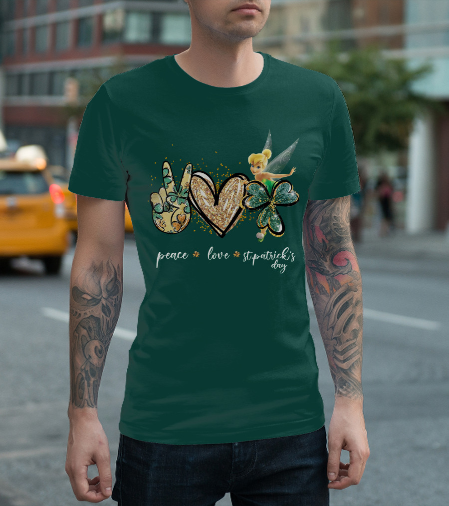 Peace Love St. Patrick's Day Tinkerbell T-Shirt