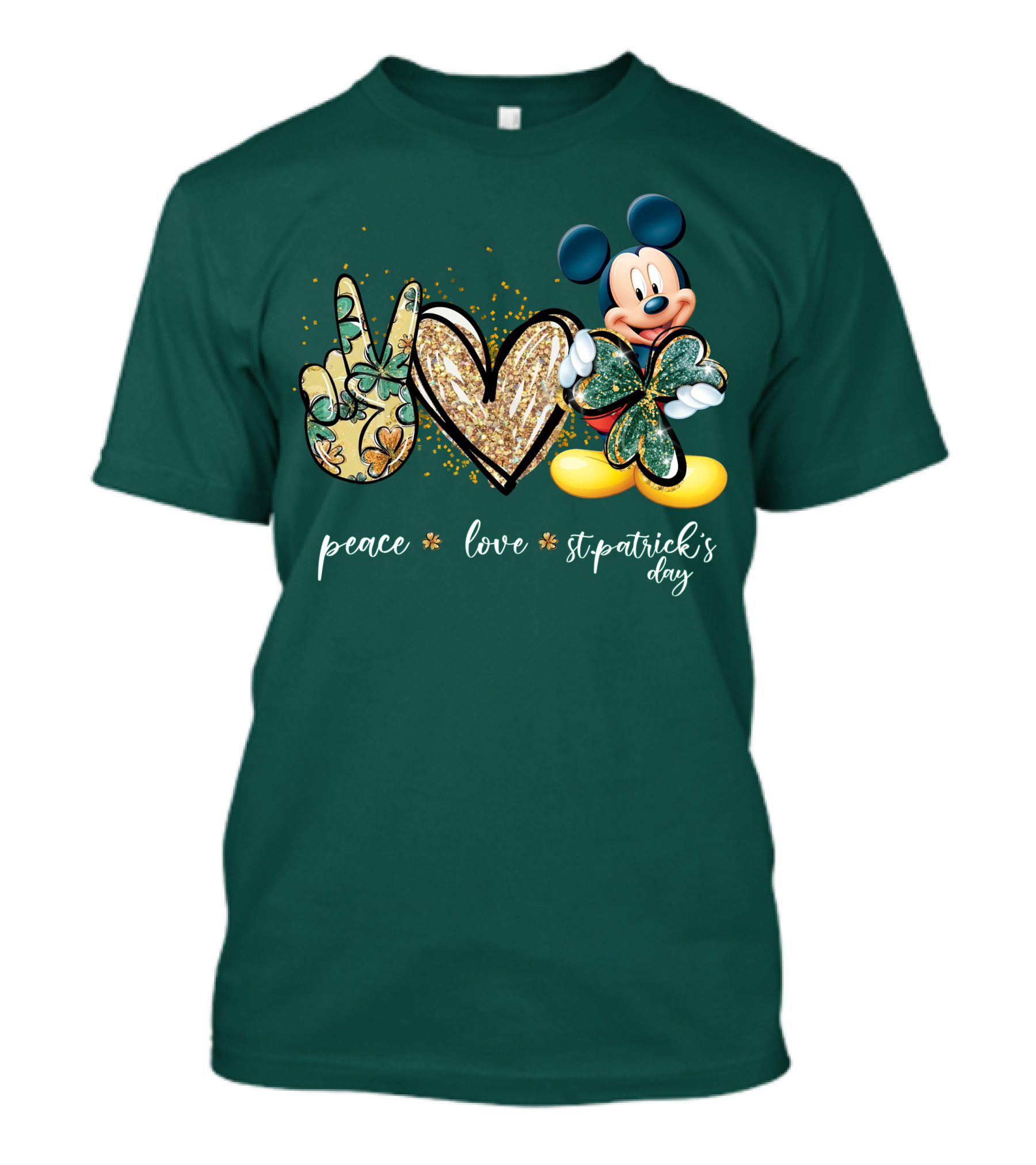 Peace Love St. Patrick's Day Mickey T-Shirt
