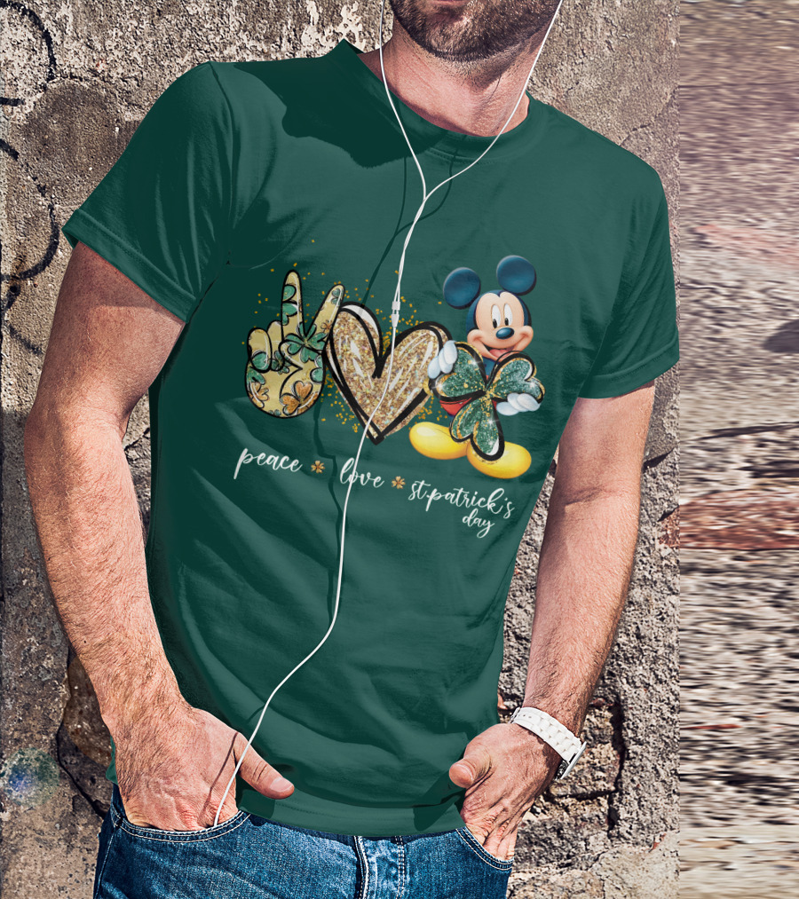 Peace Love St. Patrick's Day Mickey T-Shirt
