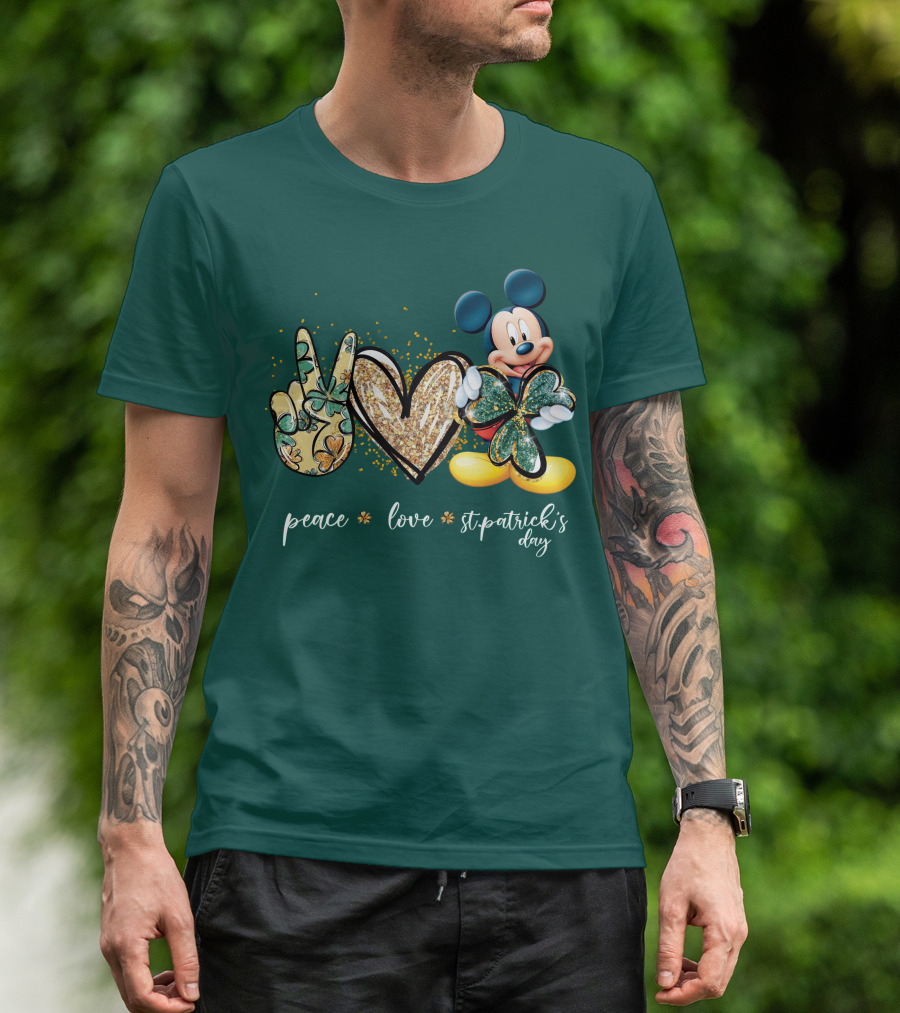 Peace Love St. Patrick's Day Mickey T-Shirt