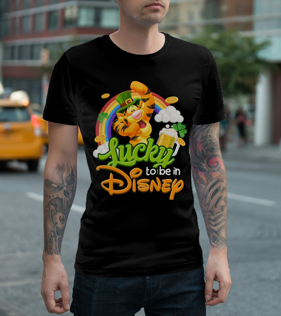 Lucky To Be In Disney Tigger Rainbow Clover St. Patrick's Celebration T-Shirt