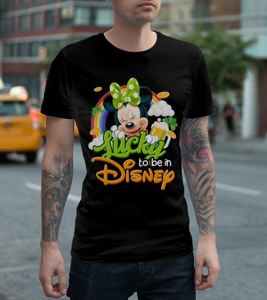 Lucky To Be In Disney Minnie Rainbow Coins T-Shirt