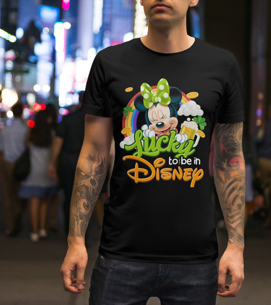 Lucky To Be In Disney Minnie Rainbow Coins T-Shirt