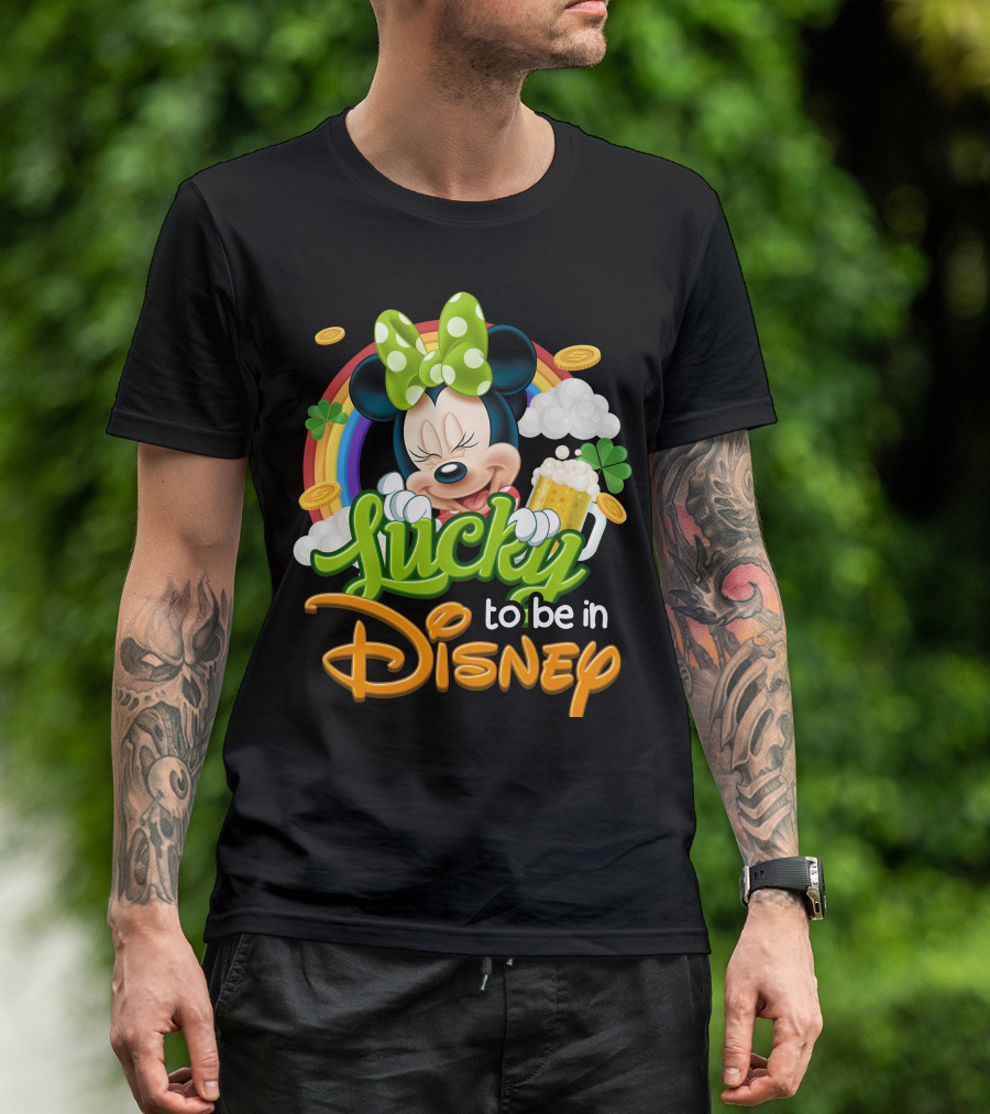 Lucky To Be In Disney Minnie Rainbow Coins T-Shirt