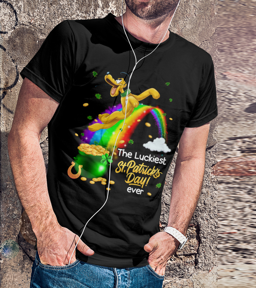The Luckiest St. Patrick's Day Ever Pluto Rainbow Pot Of Gold T-Shirt