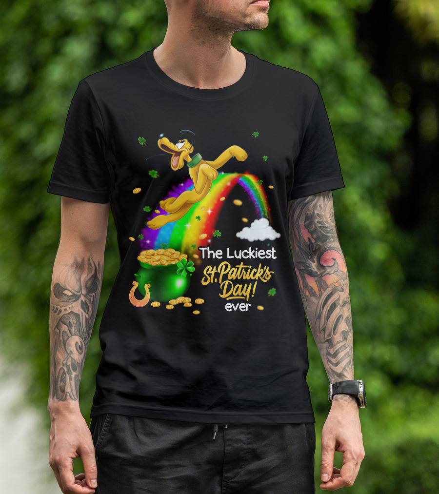 The Luckiest St. Patrick's Day Ever Pluto Rainbow Pot Of Gold T-Shirt