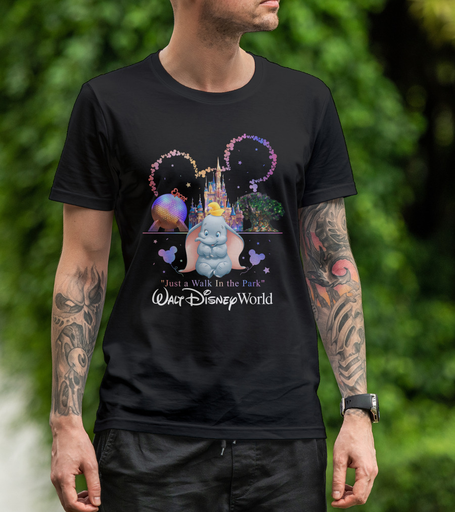 Dumbo Just A Walk In The Park Walt Disney World Epcot Magic Kingdom T-Shirt