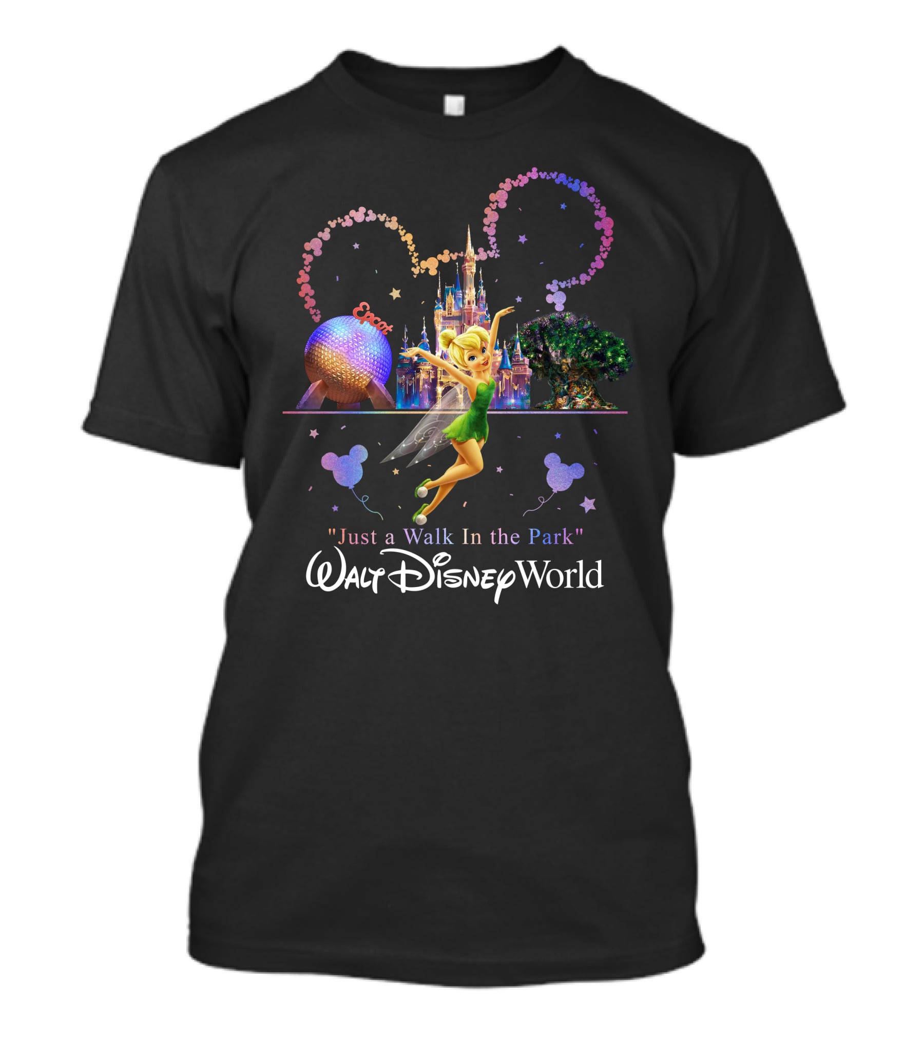 Walt Disney World Tinkerbell Just A Walk In The Park Epcot Magic Kingdom T-Shirt