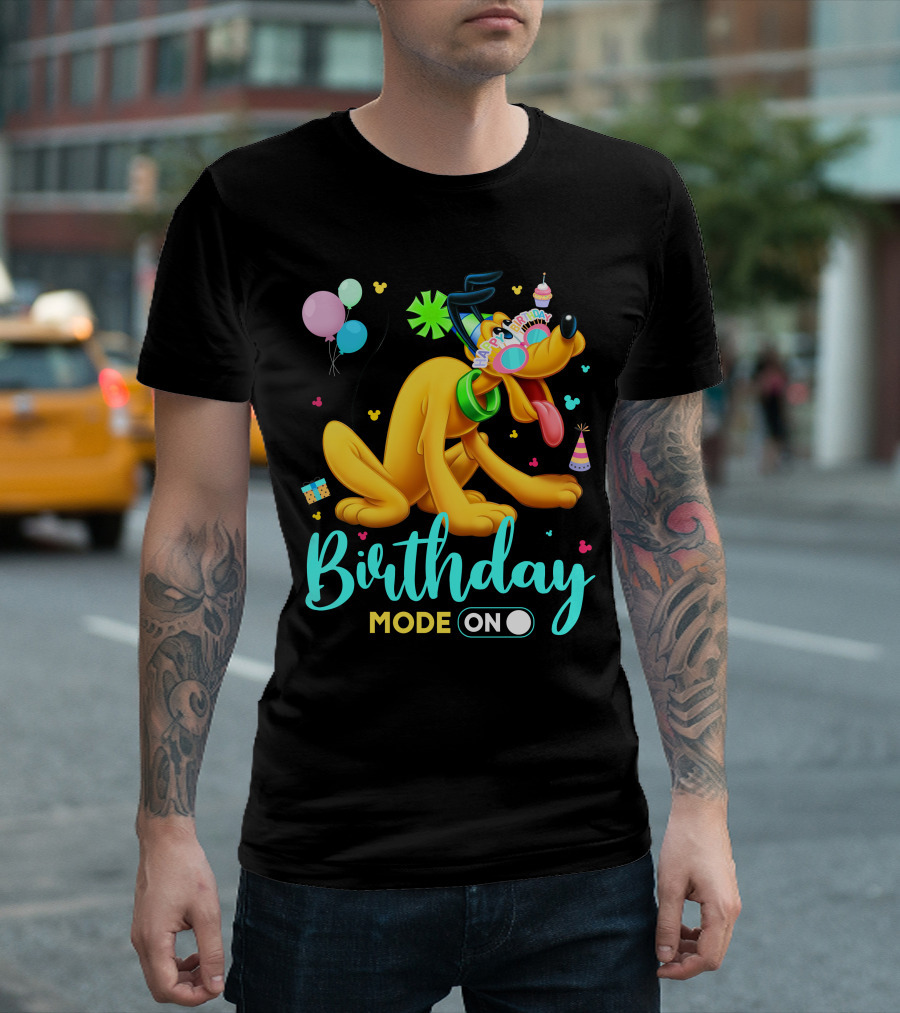 Birthday Mode On Pluto Party Celebration Balloons And Confetti T-Shirt