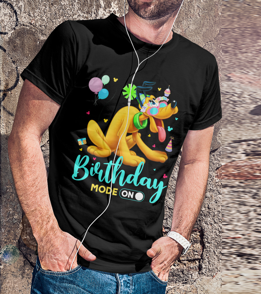 Birthday Mode On Pluto Party Celebration Balloons And Confetti T-Shirt