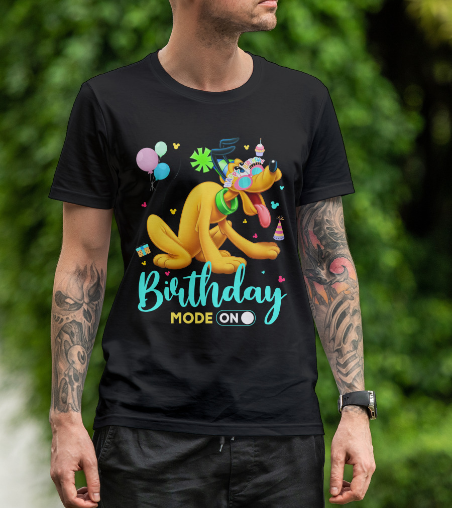 Birthday Mode On Pluto Party Celebration Balloons And Confetti T-Shirt