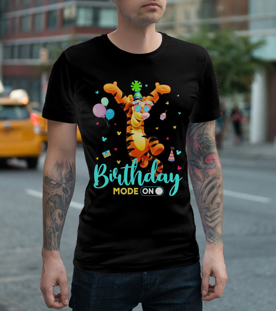 Tigger Birthday Mode On Party Celebration Balloons Cupcake Hat T-Shirt