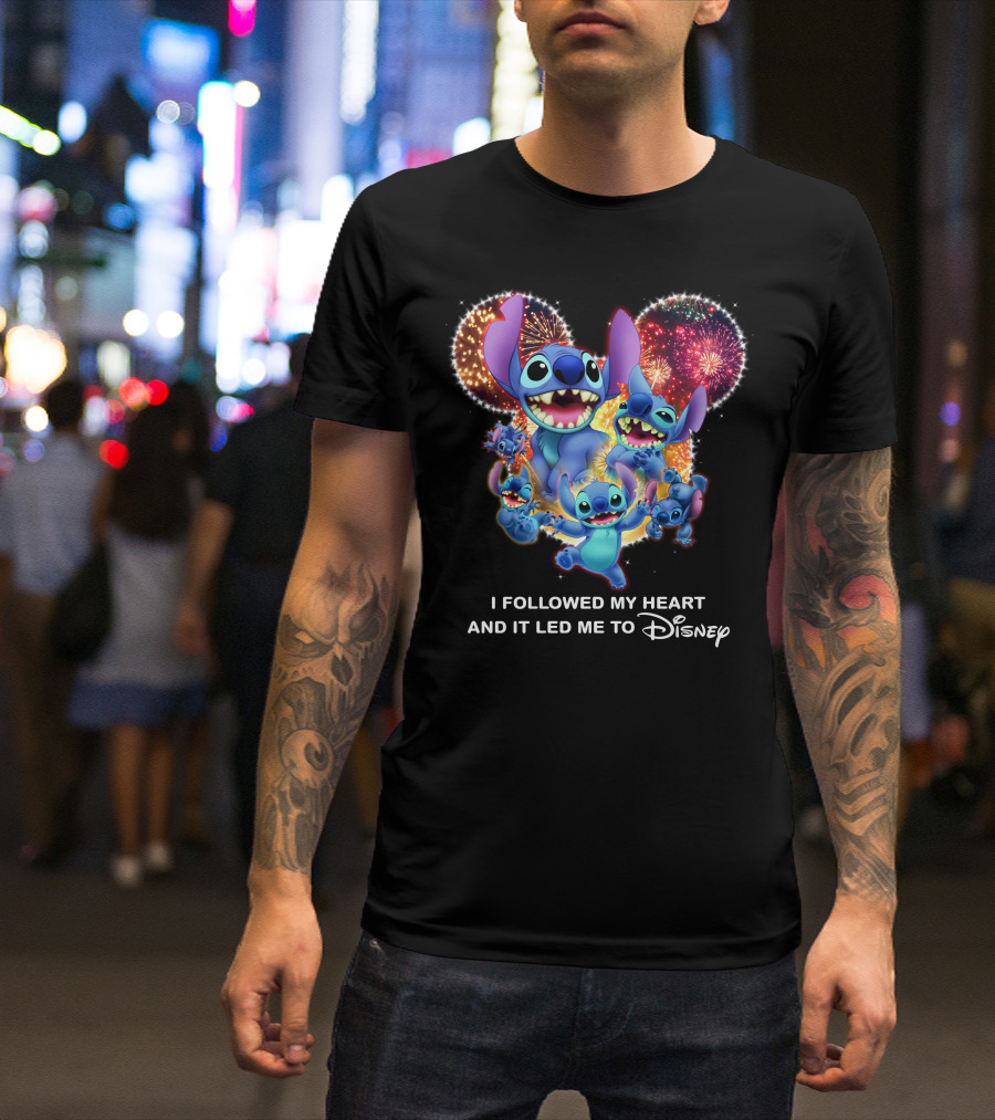 I Followed My Heart And It Led Me To Disney Stitch Fireworks Celebration T-Shirt
