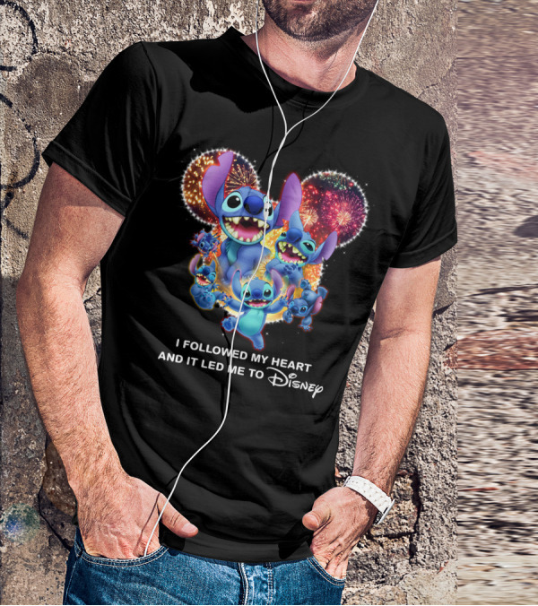I Followed My Heart And It Led Me To Disney Stitch Fireworks Celebration T-Shirt