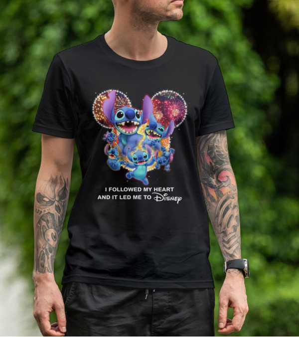 I Followed My Heart And It Led Me To Disney Stitch Fireworks Celebration T-Shirt
