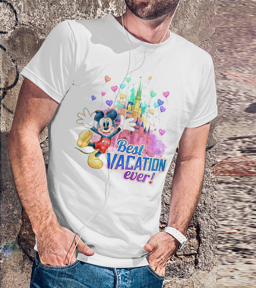 Mickey Best Vacation Ever Colorful Castle Balloons T-Shirt