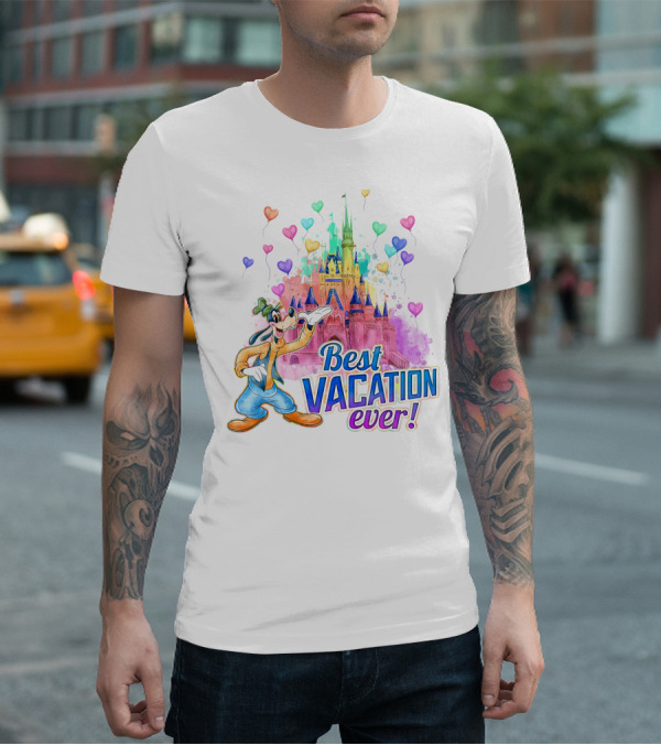 Best Vacation Ever Goofy Disney Castle Balloons T-Shirt