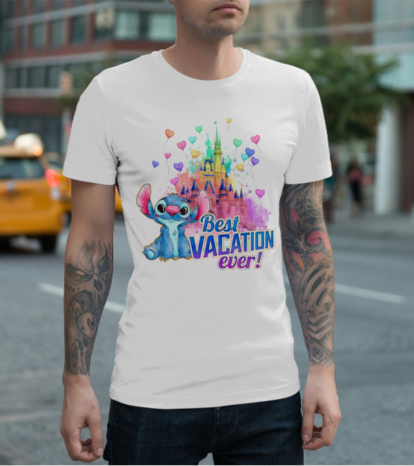 Best Vacation Ever Stitch Castle Balloons T-Shirt