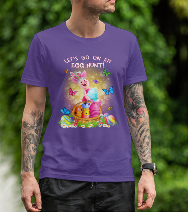 Let's Go On An Egg Hunt Piglet Basket Butterflies Easter T-Shirt
