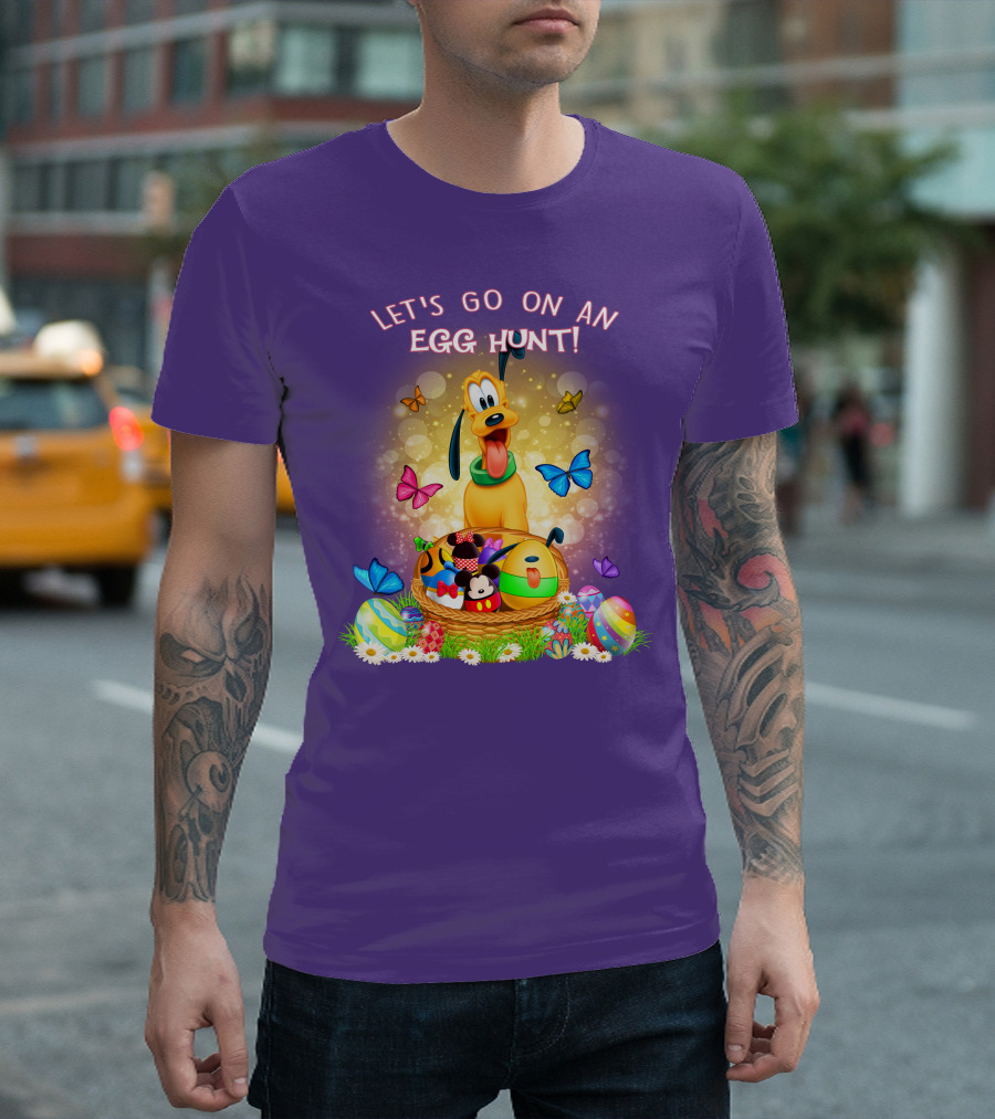 Let's Go On An Egg Hunt Pluto Butterflies Basket Eggs T-Shirt