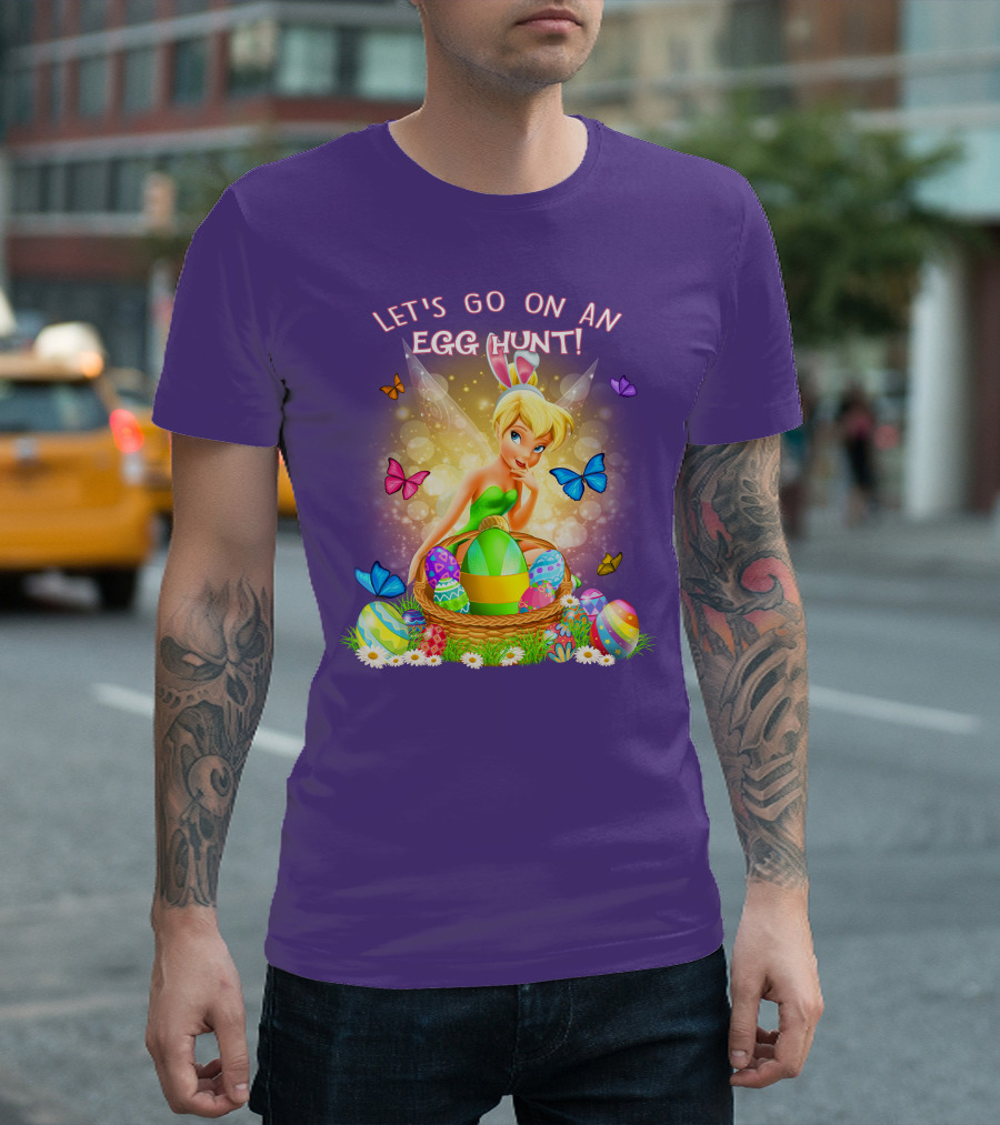 Let's Go On An Egg Hunt Tinkerbell Basket Butterflies T-Shirt