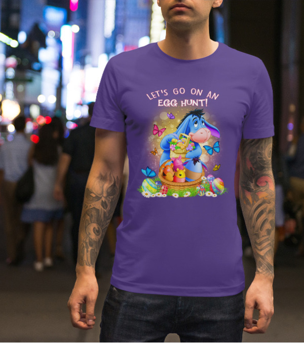 Eeyore Let's Go On An Egg Hunt With Easter Eggs And Butterflies T-Shirt