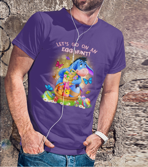 Eeyore Let's Go On An Egg Hunt With Easter Eggs And Butterflies T-Shirt