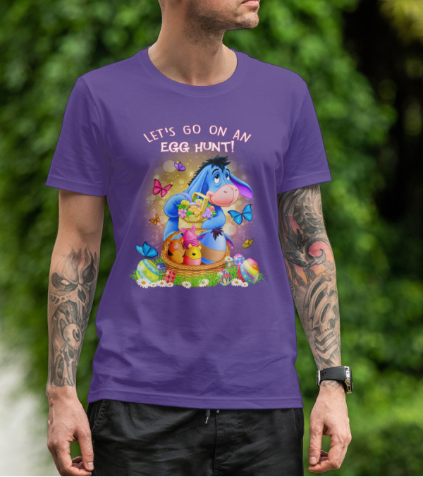 Eeyore Let's Go On An Egg Hunt With Easter Eggs And Butterflies T-Shirt