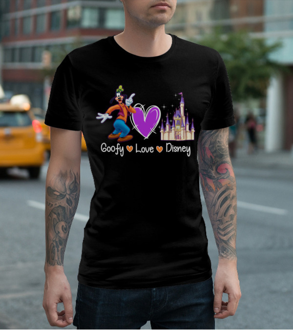 Goofy Love Disney Heart Castle T-Shirt