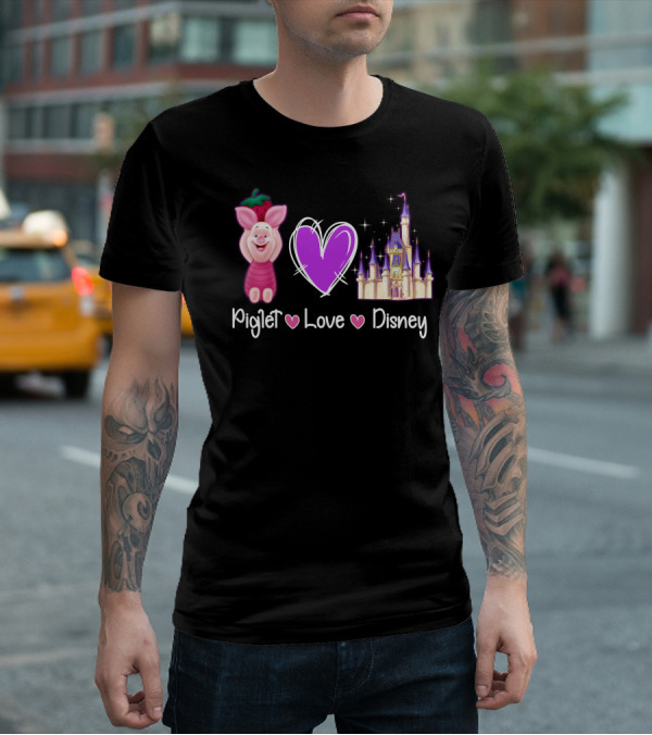 Piglet Love Disney Castle Magic Heart T-Shirt