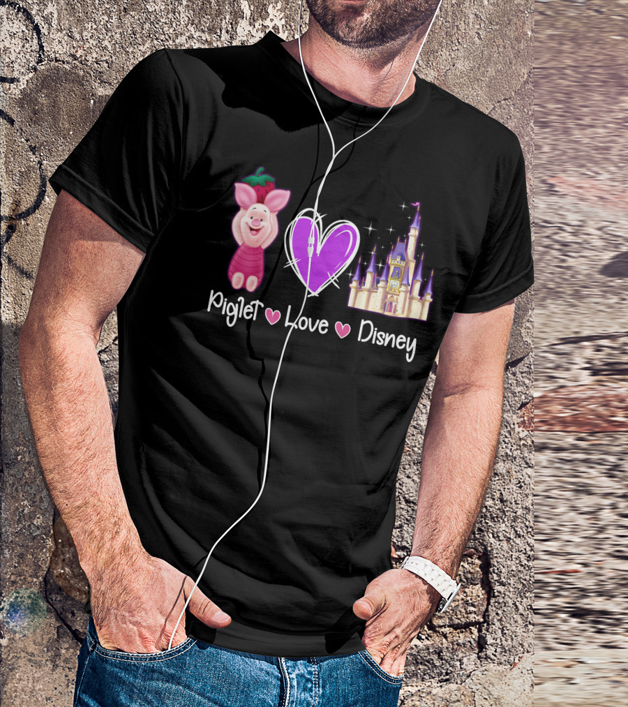 Piglet Love Disney Castle Magic Heart T-Shirt