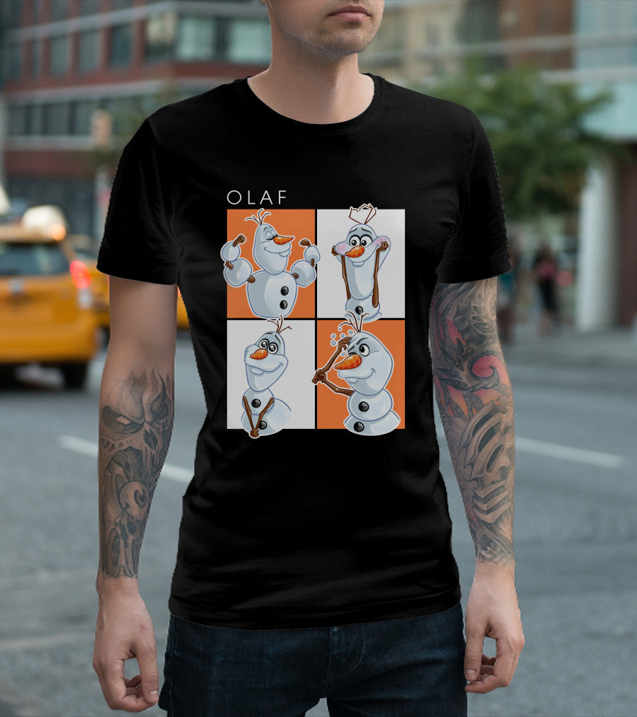 Olaf Snowman Character Expression Panels T-Shirt