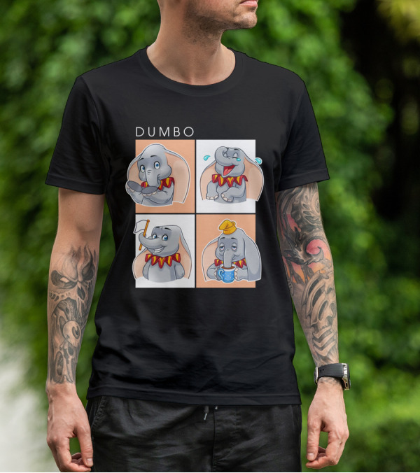 Dumbo Disney Elephant Cartoon Comic Expressions T-Shirt