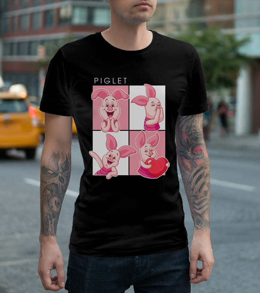 Piglet Cute Expressions With Heart T-Shirt