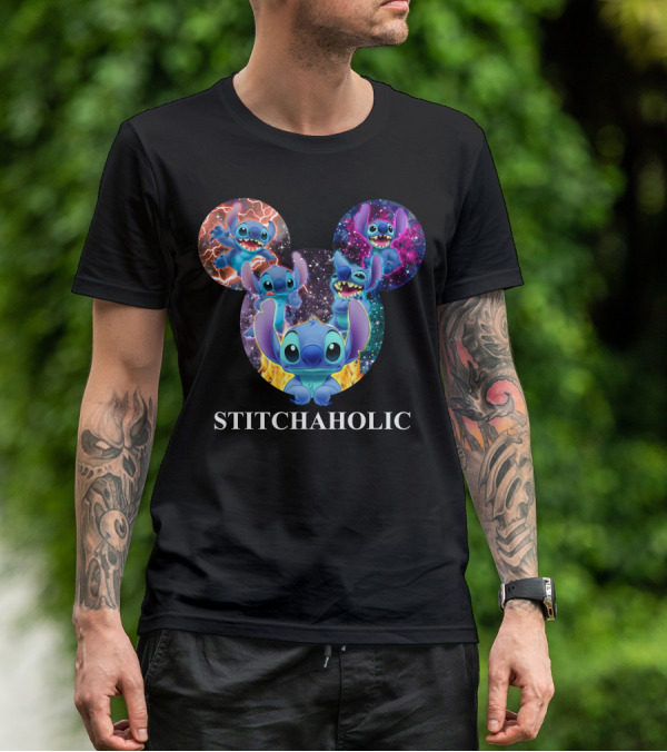 Stitchaholic Disney Stitch Mickey Mouse Head Galaxy T-Shirt
