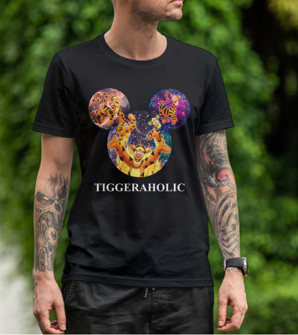Tiggeraholic Tigger In Disney Mickey Mouse Head Galaxy T-Shirt