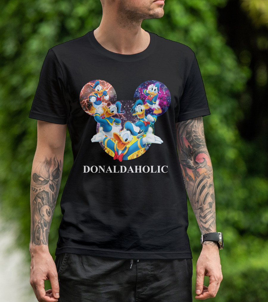 Donaldaholic Mickey Mouse Ears Pattern With Donald Duck Characters T-Shirt