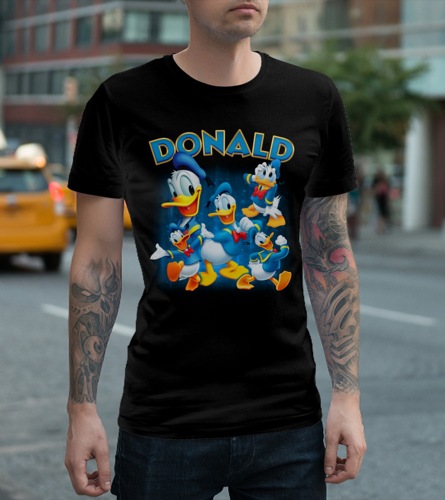 Donald Duck Blue Suit Yellow Duckling Cartoon Character Collection T-Shirt