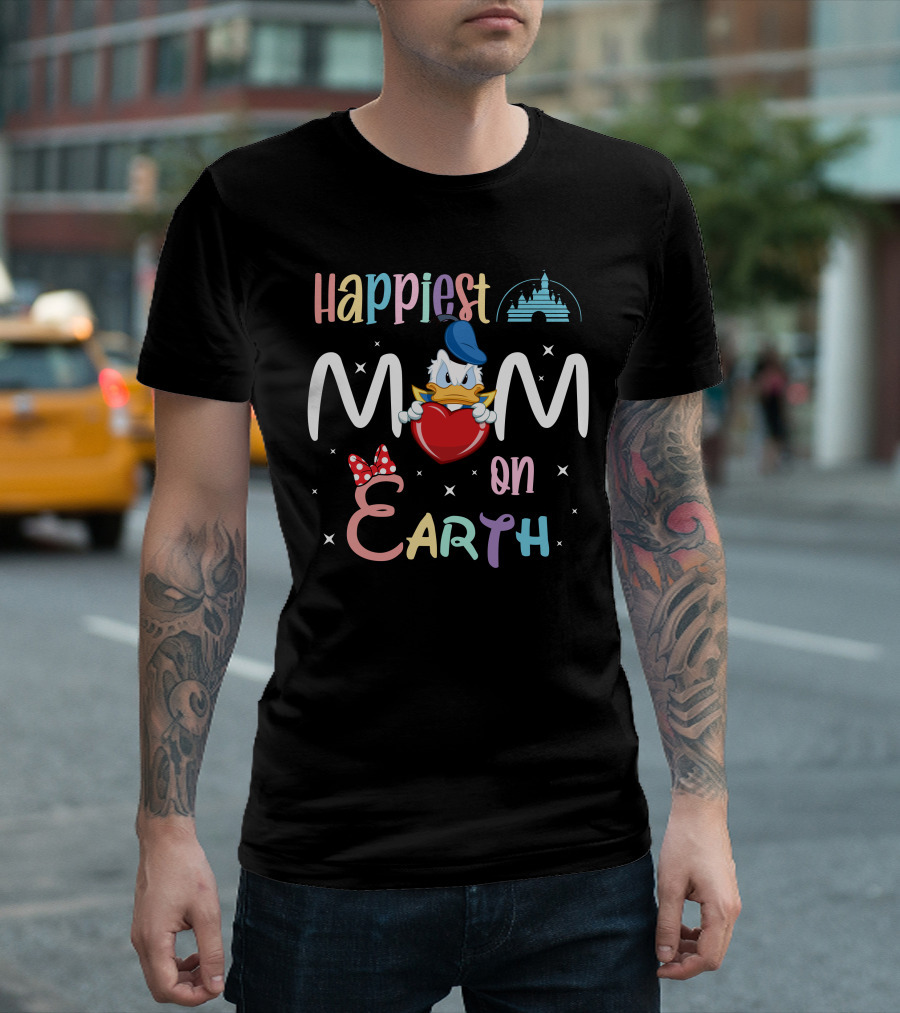 Happiest Mom On Earth Donald Duck Heart Castle T-Shirt