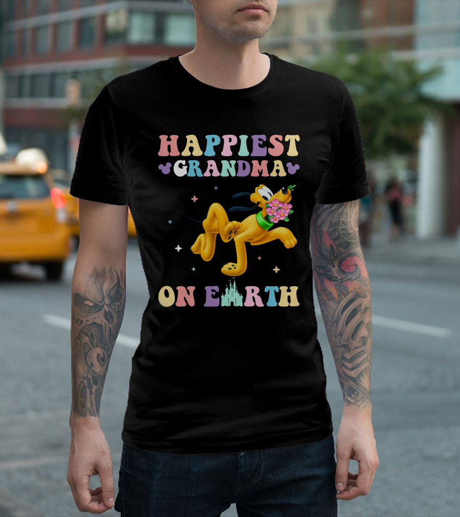 Happiest Grandma on Earth Pluto Disney Castle T-Shirt