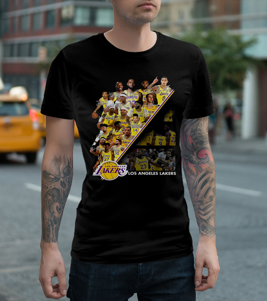 Los Angeles Lakers Team Collage with Players and Jersey Numbers T-Shirt