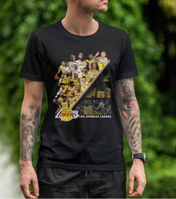 Los Angeles Lakers Team Collage With Players And Jersey Numbers T-Shirt