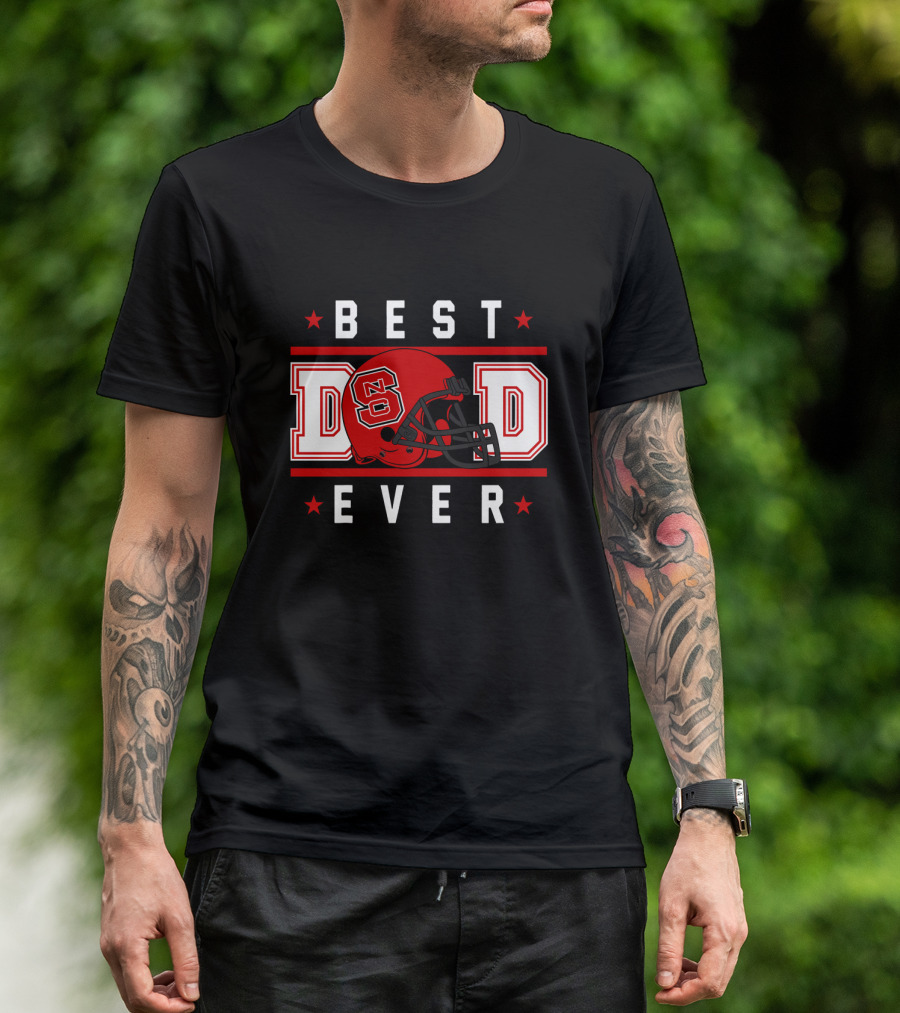 NC State Wolfpack Best Dad Ever Football Helmet T-Shirt