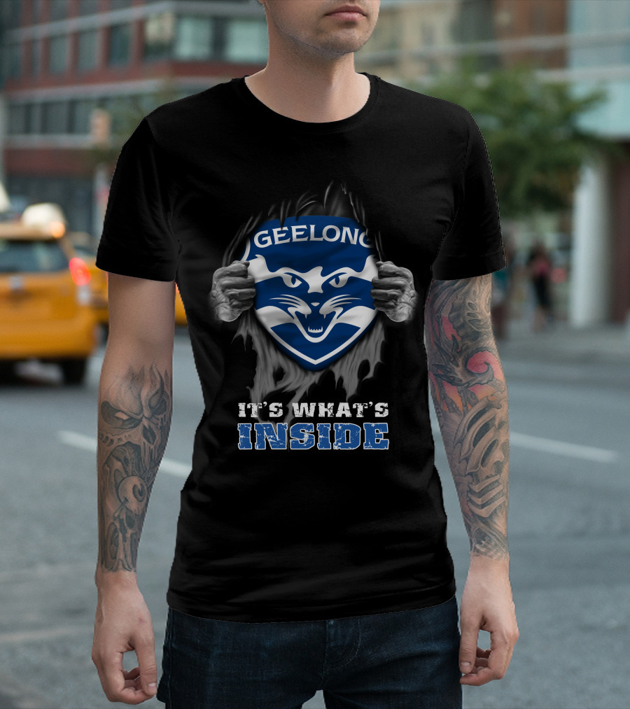 Geelong Cats It's What's Inside Shield Fan T-Shirt